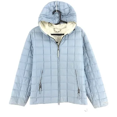MURPHY & NYE Light Blue Hooded Down Quilted Jacket Coat Size S • £19.99