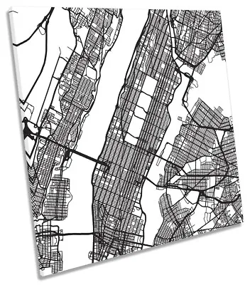 Manhattan City Street Map Picture CANVAS WALL ART Square Print • £26.99