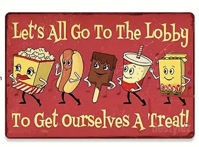 Movie Theater Let's All Go To The Lobby Novelty Metal Sign 12 X 8 Wall Art • $8.89