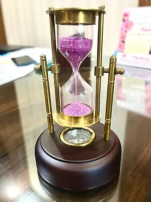 Nautical Brass Five Minute Hourglass Purple Sand Timer For Home & Office Decor • $26.17