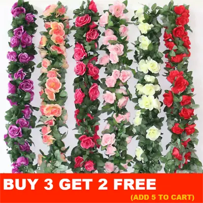 45 Flowers 8Ft Artificial Flower Floral Fake Hanging Garland Party Wedding Decor • £3.79