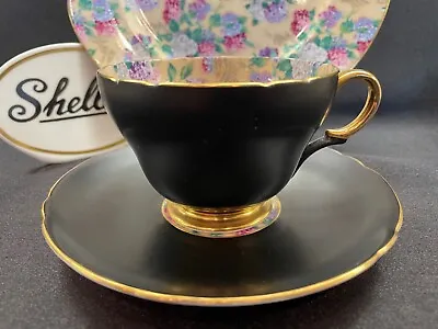 Shelley  Ivory Summer Glory Chintz  Cup And Saucer  Gold Trim #13409.  No Plate! • $224.20