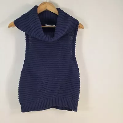 One Teaspoon Womens Knit Pullover Sleeveless Turtleneck Top Size M Navy 080889 • $24.95