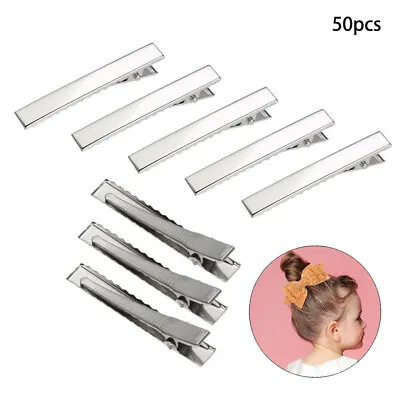 £3.83 • Buy 50pcs Metal Alligator Hair Clips Bow Blank Clamp Single Prong Teeth DIY Non-slip