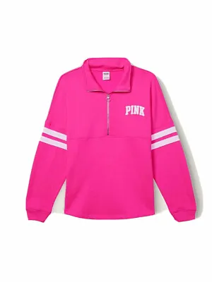 $45.89 • Buy Victoria's Secret Pink Fleece Oversized Quarter-zip Sweatshirt Medium