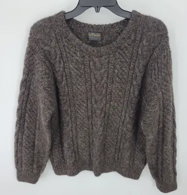La Perez Sweater Womens Medium Brown Alpaca Cable Knit Pullover Aztec Boho • $34.04