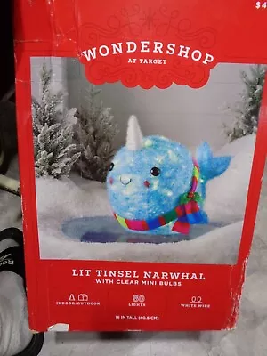 Wondershop Target 16  Tall Lit Tinsel Narwhal Outdoor Christmas Yard Decoration • $106.24