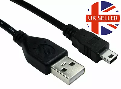 USB Mini 2.0 Cable A Plug To Mini B 5pin Data Sync & Charge Lead Black Wholesale • £3.89