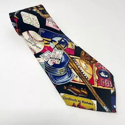 Nicole Miller Tie Vintage 90s Baseball Themed World Series 100% Silk Hand Sewn • $15.99