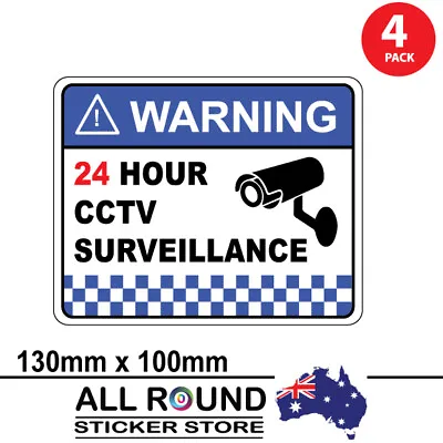 4 PACK Warning CCTV Security Surveillance Camera Sticker Sign 130mm X100mm • $5.95