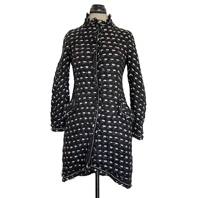 Zara Womens Coat Trench Jacket Size XS Wool Mohair Blend Plaid Fuzzy Cozy Long • $38.58