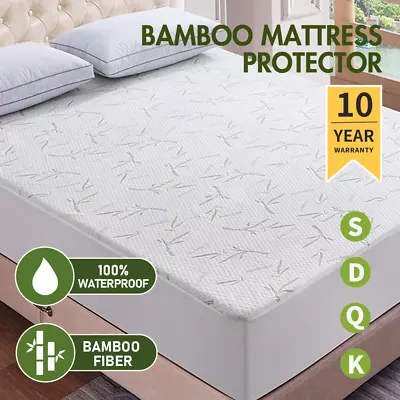 $9.99 • Buy Waterproof Mattress Protector Bamboo Bed Matress Single King Queen Double AU STK