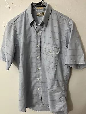 L. L. Bean Shirt Mens 15.5 Blue Plaid Freeport Maine Single Needle Tailoring • $18.35