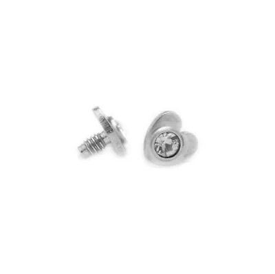 £4.99 • Buy Gem Heart Dermal Anchor Top - Clear Crystal Micro Microdermal Surface Piercing