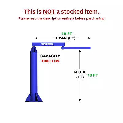 Gorbel Articulating Jib Crane - 1/2 Ton Capacity Span 10 Ft Hub 10 Ft • $19195