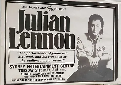 JULIAN LENNON Original May 1985 Beatles Sydney Ent Centre Concert POSTER • $75