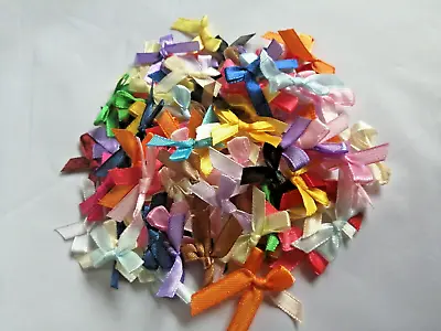 100 Mini Satin Ribbon Bows Gift Craft Card Making Embellishment Scrapbooking Art • £3.75