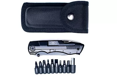 Multitool Black Stainless Steel Pocket Size 9 Functions In 1 With 9 In 1 Bit Set • $34.99