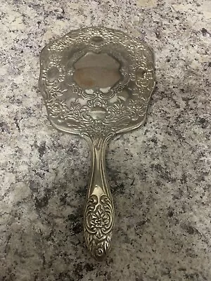 Vintage Silver  Ornate Vanity Hand-Held Nice Mirror Heavy • $19.85