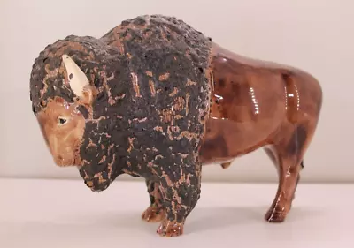 Vintage 1967 Handmade Hand Painted 10   Ceramic Buffalo Bison 60s Large Figurine • $29.99