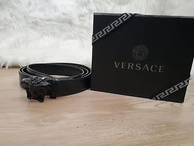 Versace La Medusa Men's Leather Belt Black Size 115 / 46  - Made In Italy • $169.96