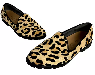 Me Too Cairo  Tan Black Jaguar Slip On Shoes Real Calf Hair Woman’s Size 7.5 • $18.53