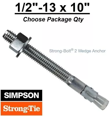 1/2 -13 X 10  Simpson Strong Bolt 2 II Concrete Wedge Anchor STB2-50100 • $28.99