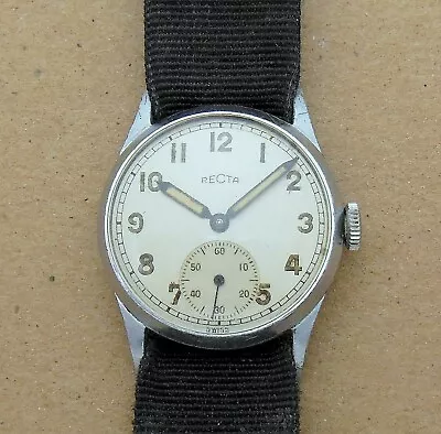 Vintage WWII Era Men's Recta Swiss Sub Dial Mechanical Watch W/ Nato Band *RUNS* • $119.99