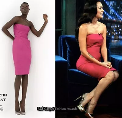 Megan Fox's Martin Grant Raspberry Pink 100% Silk Corset Dress Small S XS 6 8 • $404.09