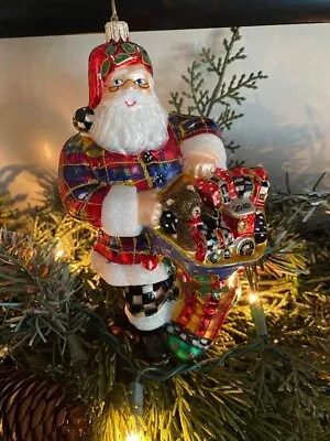 Mackenzie Childs 2010 HOLLY SANTA Ornament  6.5   Tall  *RARE*   Used- No Box • $120