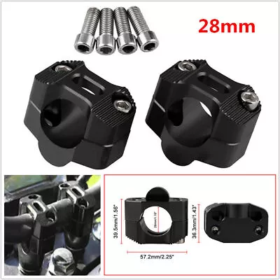 28mm Motorcycle Bikes Handlebar Handle Fat Bar Mount Clamps Riser Supports Black • $26.99