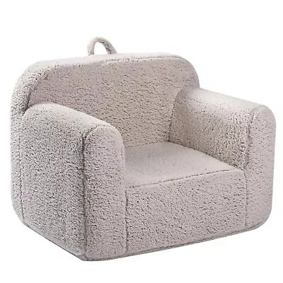 Kids Sherpa Chair Soft Toddler Foam Boys Girls Light Grey Snuggle Cuddle • $85.77