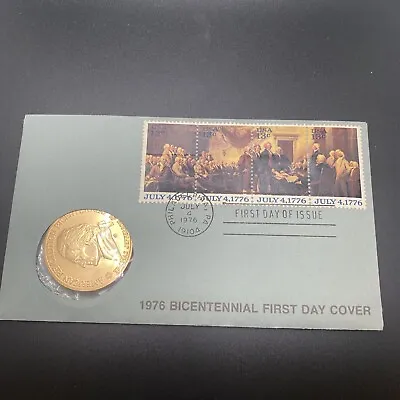 1976 Bicentennial First Day Cover Stamps And Medal With Thomas Jefferson (M#13) • $4.99