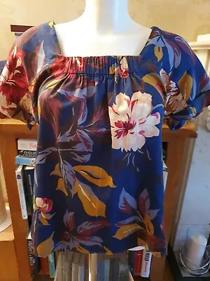 ●TOM JOULES● ~ Purple~Floral~Square Neck~Cotton~Tunic/Top~Size 10 • $12.44