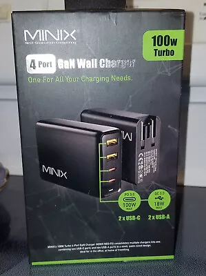 MINIX NEO P2 100W GaN Charger Fast Charger 4 Ports 2USB-C 2USB-A EU/US/UK Plug • $54.95