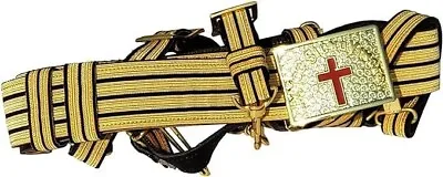 MASONIC KNIGHTS TEMPLAR GOLD   BLACK Ceremonial Sword Belt & Buckle For Sir Kni • $60.99