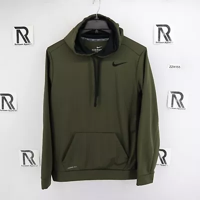 Mens Nike Therma Fit Hoodie Sweat Shirt Size L Large  Dark Military Green Casual • $28.02