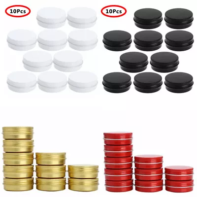 10 Round Lip Metal Tin Cans Storage Jar Pot Containers Box&Lids Screw Top 30ml • $7.43