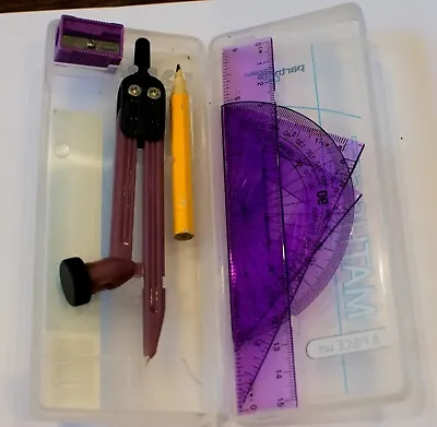£0.99 • Buy Geometry Math Set, Unused In Purple, With Compass