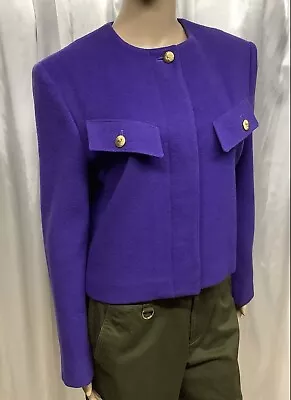 Vintage PENDLETON USA  100% Virgin Wool Cropped Blazer Purple Jacket Coat 12 • $47.74