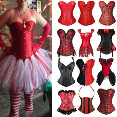 Women Santa Dress Corsets Shaper Lace Up Lingeries Burlesque Costume Bustier U9 • $14.99