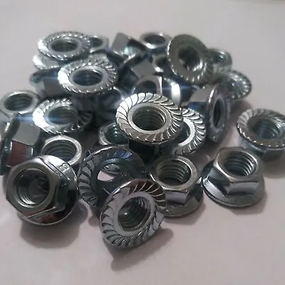 M10-1.50 / 10mm Metric Hex Flange Nuts Serrated Zinc-Made In Usa(25 Pcs) • $12.50