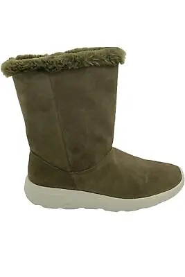 Skechers GOwalk Suede And Faux Fur Boots Stunning Olive • $31.99