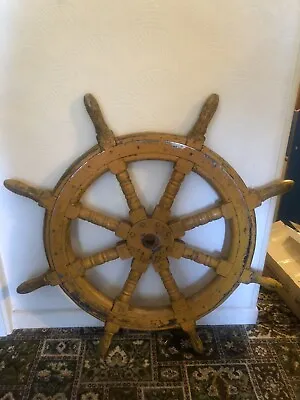 £120 • Buy Antique Wooden Ships Wheel Large Vintage. Pirates Of The Caribbean Johnny Depp