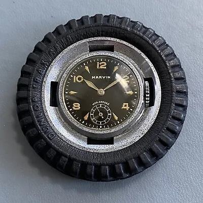 £199.99 • Buy Vintage Marvin Tyre Key Ring Watch. Black Dial.  Dunlop Case Back. Large 51mm