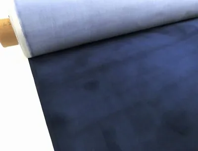 0.6 Metres Of RICH DARK BLUE Plain Velvet Upholstery Fabric. • £2.88