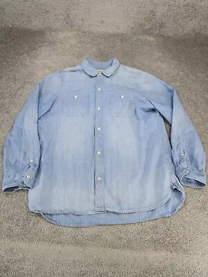 Madewell Shirt Mens Large Classic Washed Denim Chambray Button Up • $24.99