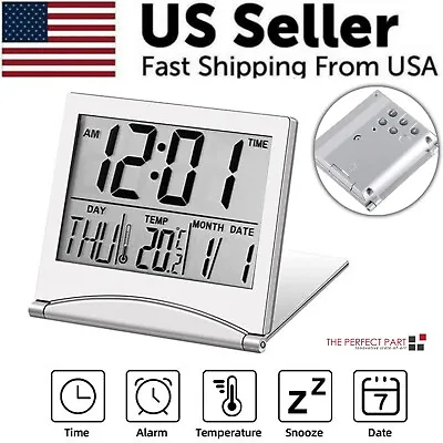 Digital Travel Alarm Clock Foldable Temperature LCD Clock Compact Desk Timer New • $8.79