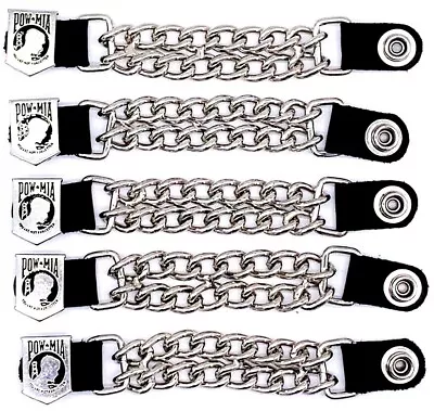 5 Pow Mia Military Veteran Double Chain Motorcycle Biker Vest Extenders Usa Made • $34.99