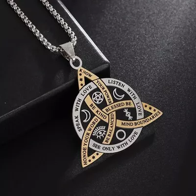 Pagan Witch Triquetra Amulet Necklace Stainless Steel  On 60 Cm Rolo Chain • £10.95